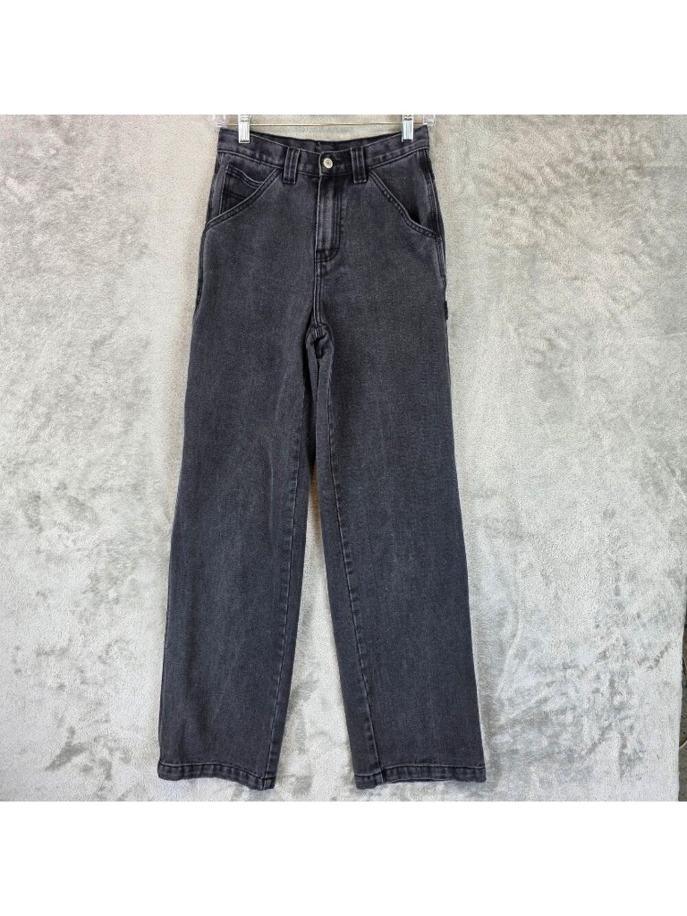 J. Galt Straight Jeans Womens S Gray Charcoal Wash High Rise Relaxed Cargo Denim